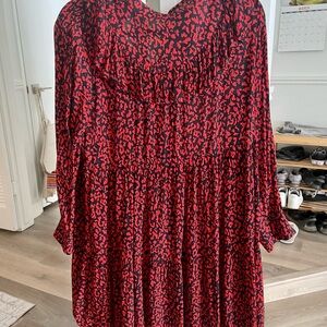 Zara Red and Black Patterned Dress